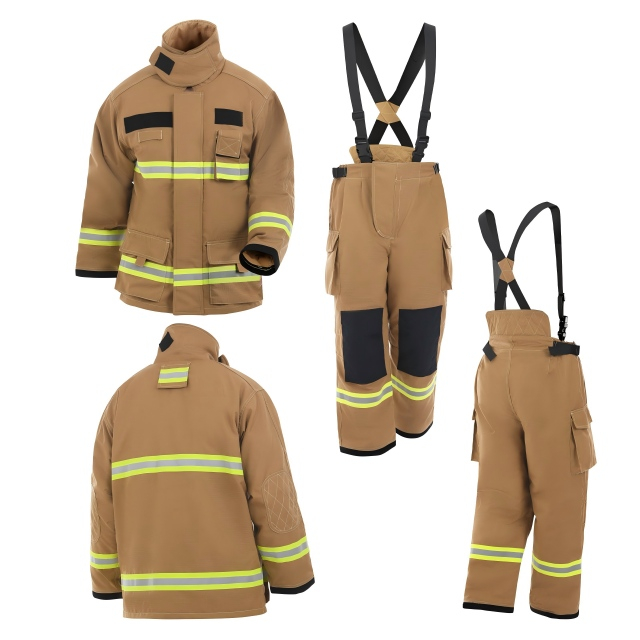 Conjunto de traje de bombeiro NOMEX amarelo de alto desempenho 